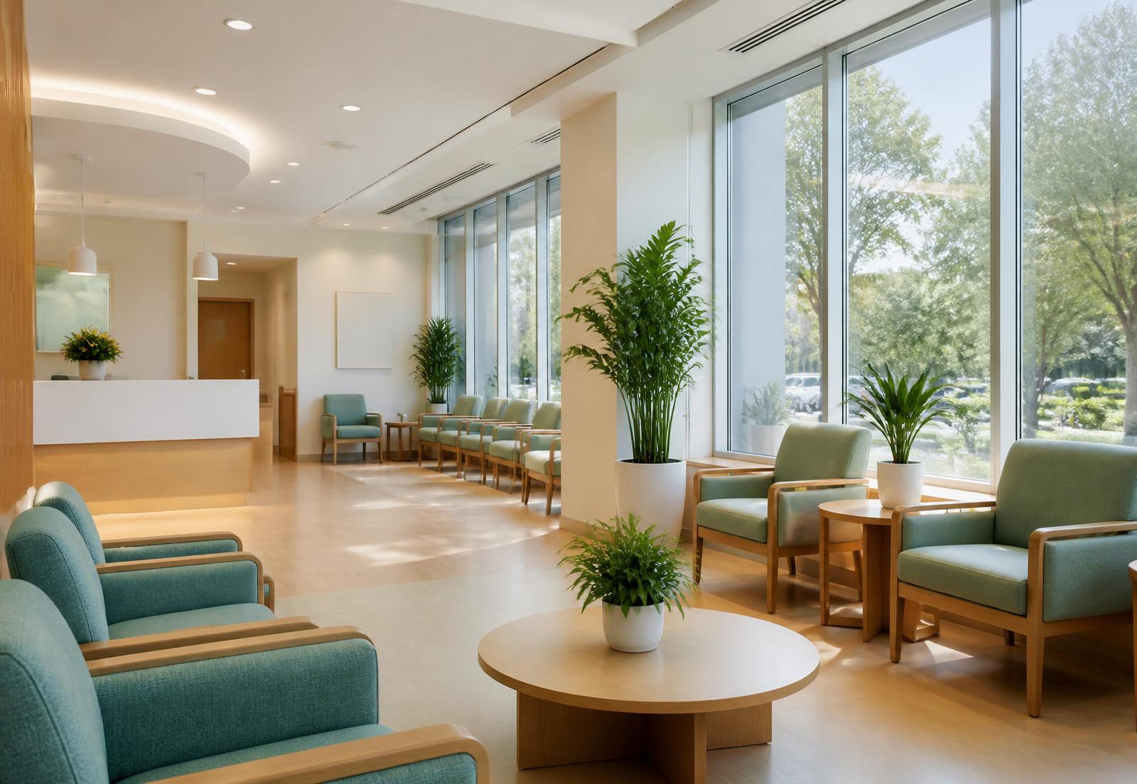 Reception and waiting area of a modern private medical centre in Kempton Park